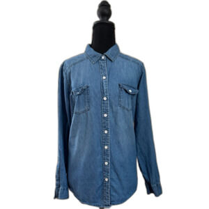 Women's Plus Size 00 (Medium) Blue 100% Cotton Torrid Lizzie Button Down